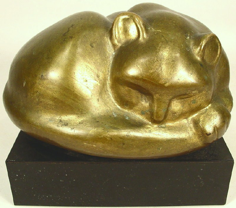 William Zorach, American, 1887-1966, 'Sleeping Cat', Bronze. Sold